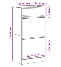Schuhschrank Braun Eichen-Optik 60x34x116 cm Holzwerkstoff