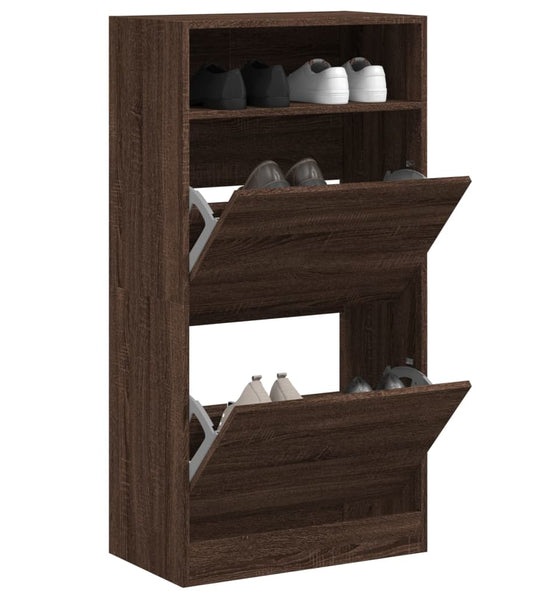 Schuhschrank Braun Eichen-Optik 60x34x116 cm Holzwerkstoff