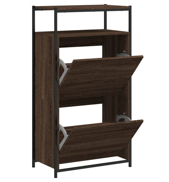 Schuhschrank Braun Eichen-Optik 60x34x112 cm Holzwerkstoff