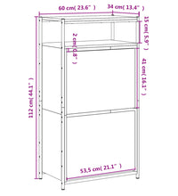 Schuhschrank Braun Eichen-Optik 60x34x112 cm Holzwerkstoff