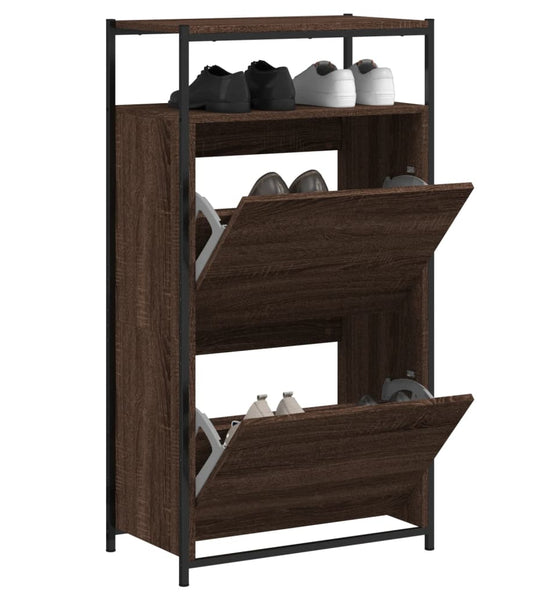 Schuhschrank Braun Eichen-Optik 60x34x112 cm Holzwerkstoff