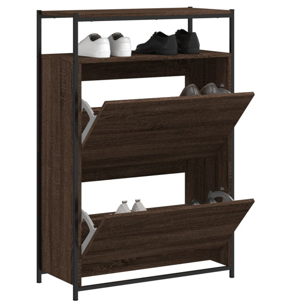 Schuhschrank Braun Eichen-Optik 75x34x112 cm Holzwerkstoff